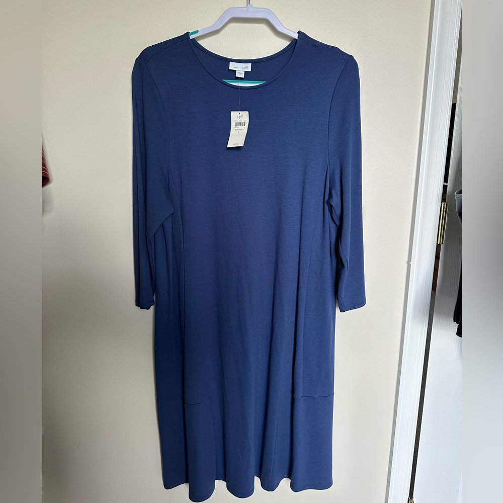 J jill ponte shift dress, 3/4 sleeve, royal blue NWT